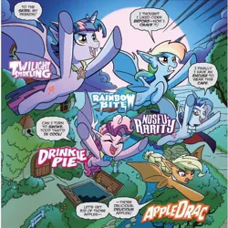 Size: 628x628 | Tagged: safe, artist:tonyfleecs, derpibooru import, idw, applejack, pinkie pie, rainbow dash, rarity, twilight sparkle, twilight sparkle (alicorn), alicorn, bat pony, bat pony alicorn, pony, vampire, night of the living apples, spoiler:comic, spoiler:comic33, applebat, bat ponified, cape, clothes, cropped, fangs, female, flying, idw advertisement, mare, moon, night, official comic, pinkiebat, preview, race swap, rainbowbat, raribat, raricorn, speech bubble, twibat