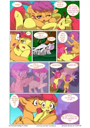 Size: 1600x2262 | Tagged: safe, artist:jeremy3, derpibooru import, apple bloom, scootaloo, sweetie belle, pony, comic:everfree, comic, cutie mark crusaders, everfree forest, force field, panic, unconscious