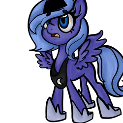Size: 3000x3000 | Tagged: age regression, artist:katkakakao, clothes, cute, derpibooru import, filly, loose fitting clothes, oversized clothes, princess luna, s1 luna, safe, solo, woona, younger
