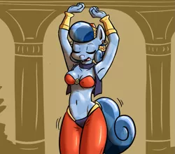Size: 793x699 | Tagged: anthro, armpits, arms in the air, artist:whatsapokemon, belly button, belly dancer, crystal pony, dancing, derpibooru import, midriff, oc, oc:heart song, shantae, shantae (character), solo, suggestive, unofficial characters only