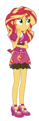 Size: 3200x9892 | Tagged: safe, artist:mixiepie, derpibooru import, sunset shimmer, equestria girls, friendship games, absurd resolution, clothes, cute, cutie mark, cutie mark on clothes, high heels, school spirit, shimmerbetes, simple background, skirt, solo, transparent background, vector