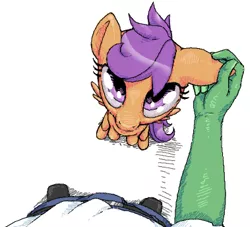 Size: 379x344 | Tagged: artist:stoic5, cute, derpibooru import, ear scratch, human, oc, oc:anon, offscreen character, petting, pov, safe, scootaloo