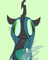 Size: 781x988 | Tagged: artist needed, source needed, safe, artist:kelcasual, derpibooru import, queen chrysalis, derp, motion lines, simple background, solo, wall eyed, wat, wide eyes