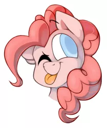 Size: 661x792 | Tagged: safe, artist:kelcasual, derpibooru import, pinkie pie, :p, bust, colored pupils, cute, diapinkes, head only, portrait, simple background, solo, tongue out, white background, wink