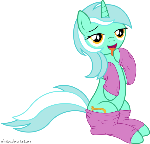 Size: 8000x7699 | Tagged: suggestive, artist:infinitoa, derpibooru import, lyra heartstrings, absurd resolution, female, looking at you, sitting, socks, solo, solo female, tongue out, vector
