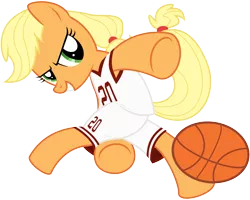 Size: 7500x6000 | Tagged: absurd resolution, applejack, artist:caliazian, ball, basketball, clothes, derpibooru import, freckles, jersey, safe, simple background, solo, sports, transparent background, vector