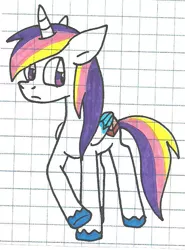 Size: 529x716 | Tagged: safe, artist:cmara, derpibooru import, oc, oc:prince novel, unofficial characters only, alicorn, pony, alicorn oc, graph paper, offspring, parent:princess cadance, parent:shining armor, parents:shiningcadance, solo, traditional art