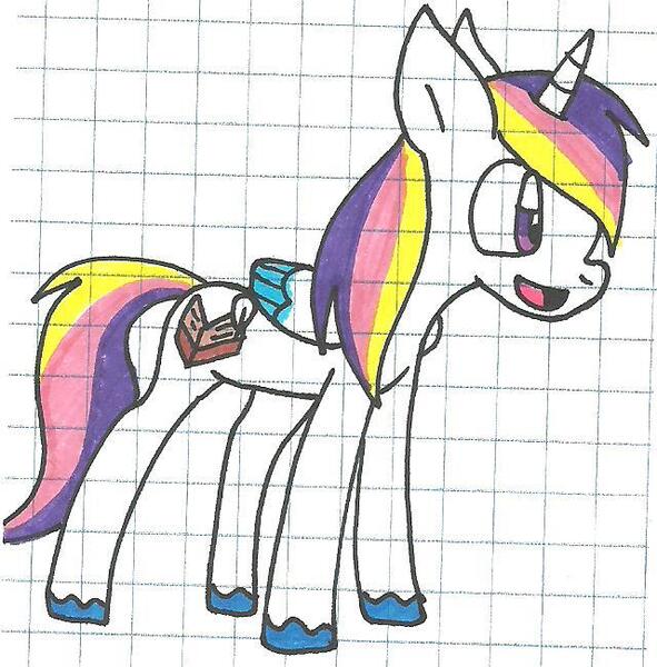 Size: 640x650 | Tagged: safe, artist:cmara, derpibooru import, oc, oc:prince novel, unofficial characters only, alicorn, pony, alicorn oc, graph paper, offspring, parent:princess cadance, parent:shining armor, parents:shiningcadance, solo, traditional art