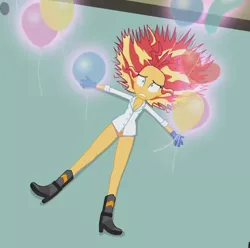 Size: 722x716 | Tagged: suggestive, derpibooru import, edit, edited screencap, screencap, sunset shimmer, equestria girls, friendship games, the science of magic, balloon, clothes, female, panties, shirt, solo, solo female, sunset the science gal, underwear, underwear edit