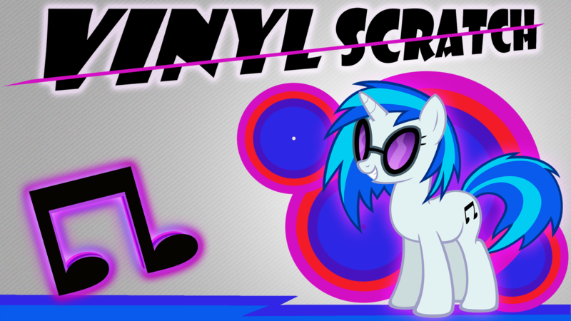 Size: 1920x1080 | Tagged: safe, artist:skrayp, derpibooru import, vinyl scratch, pony, unicorn, cutie mark, female, hooves, horn, mare, smiling, solo, sunglasses, teeth, text, vector, wallpaper