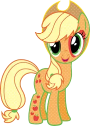 Size: 5762x8006 | Tagged: absurd resolution, applejack, artist:sugar-loop, cutie mark magic, derpibooru import, looking at you, open mouth, safe, simple background, smiling, solo, transparent background, vector