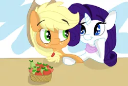 Size: 600x400 | Tagged: safe, artist:rainbownightfury, derpibooru import, applejack, rarity, female, lesbian, rarijack, shipping