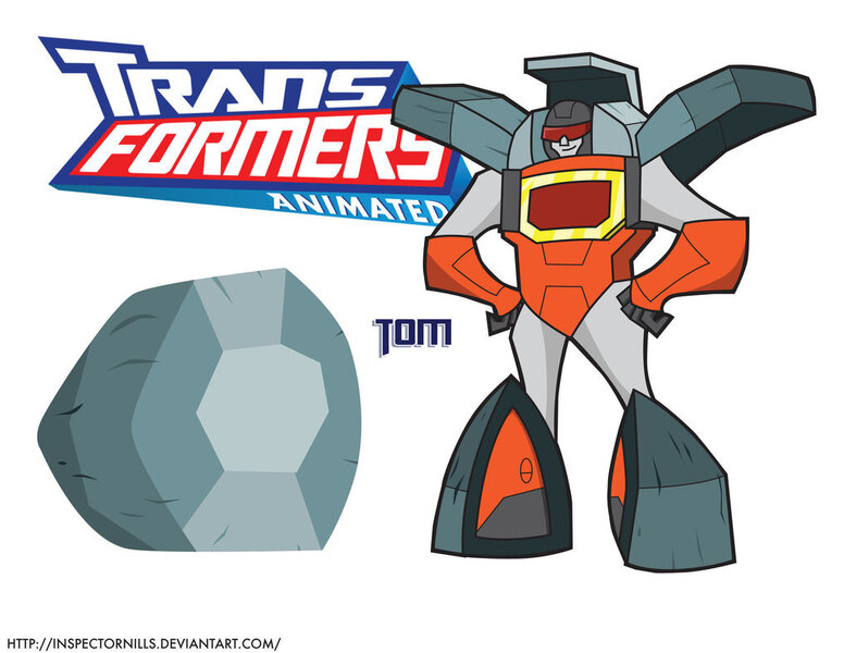 Size: 1017x786 | Tagged: artist:inspectornills, crossover, derpibooru import, robot, rock, rock lords, safe, tom, transformares, transformers, transformers animated