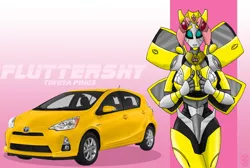 Size: 1091x732 | Tagged: artist:inspectornills, car, derpibooru import, fluttershy, safe, toyota, toyota prius, toyota prius c, transformers, transformers prime