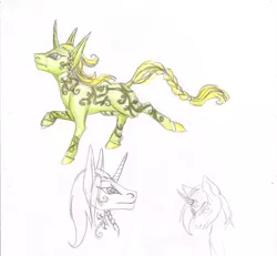 Size: 2547x2354 | Tagged: safe, artist:amaya-chans2, derpibooru import, ponified, pony, unicorn, braided tail, coat markings, legolas, lord of the rings, male, pointed ears, solo, stallion, swirly markings, traditional art