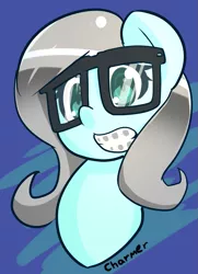 Size: 869x1200 | Tagged: artist:acharmingpony, braces, derpibooru import, glasses, oc, oc:straight smiles, safe, solo, unofficial characters only