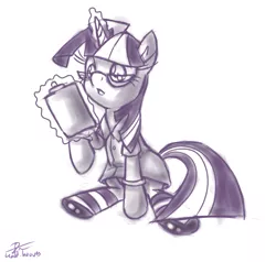 Size: 2241x2137 | Tagged: artist:leadhooves, clothes, derpibooru import, glasses, monochrome, nurse, safe, socks, solo, striped socks, twilight sparkle