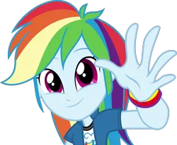 Size: 4848x4000 | Tagged: safe, artist:dashiesparkle, derpibooru import, rainbow dash, equestria girls, guitar centered, rainbow rocks, absurd resolution, clothes, cute, dashabetes, female, high five, looking at you, simple background, smiling, transparent background, vector