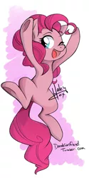 Size: 837x1668 | Tagged: safe, artist:thewondercrew, derpibooru import, pinkie pie, earth pony, pony, cute, diapinkes, female, happy, mare, open mouth, simple background, solo, wink