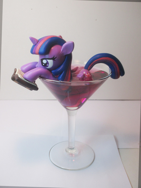 Size: 1000x1333 | Tagged: safe, artist:earthenpony, derpibooru import, twilight sparkle, twilight sparkle (alicorn), alicorn, pony, book, craft, cup of pony, female, irl, mare, martini, photo, sculpture, solo