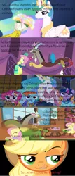 Size: 585x1365 | Tagged: safe, derpibooru import, edit, edited screencap, screencap, applejack, discord, fluttershy, princess celestia, discoshy, dislestia, female, male, shipping, shipping war, straight, text, wrong aspect ratio