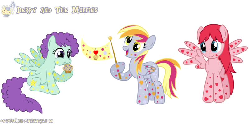 Size: 1264x632 | Tagged: safe, artist:osipush, derpibooru import, blueberry pie, derpy hooves, raspberry fluff, ponified, equestria girls, rainbow rocks, background human, equestria girls ponified, food, muffin, rainbow power, rainbow power-ified, simple background, the muffins, transparent background, vector