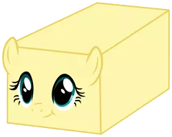 Size: 4100x3268 | Tagged: artist:namelesshero2222, butter, cube, derpibooru import, flutterbutter, fluttercube, fluttershy, isometric, literal buttershy, objectification, pun, rectangle cuboid, safe, simple background, smiling, solo, :t, transparent background, vector, wat, what has science done