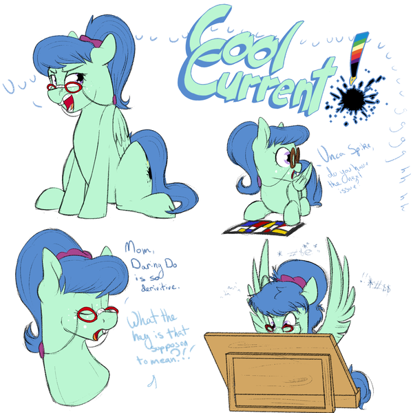 Size: 2000x2000 | Tagged: artist:farewelldecency, derpibooru import, magical lesbian spawn, oc, oc:cool current, offspring, parent:rainbow dash, parent:spitfire, parents:spitdash, reference sheet, safe, solo, unofficial characters only