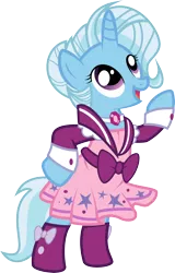 Size: 2064x3234 | Tagged: safe, artist:glitchking123, artist:pixelkitties, derpibooru import, trixie, pony, unicorn, alternate hairstyle, clothes, dress, female, mare, simple background, socks, solo, transparent background, vector