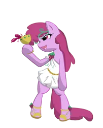 Size: 1627x2000 | Tagged: dead source, safe, artist:bamboodog, artist:nicolasnsane, derpibooru import, berry punch, berryshine, earth pony, pony, alcohol, bipedal, clothes, dionysus, drink, female, greek, hoof hold, mare, sandals, simple background, solo, transparent background, vector