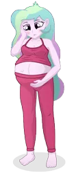 Size: 4800x10800 | Tagged: dead source, safe, artist:xniclord789x, derpibooru import, princess celestia, equestria girls, absurd resolution, barefoot, belly button, big belly, clothes, feet, midriff, momlestia, preglestia, pregnant, pregnant equestria girls, principal celestia, principal preglestia, round belly, simple background, solo, tanktop, toes