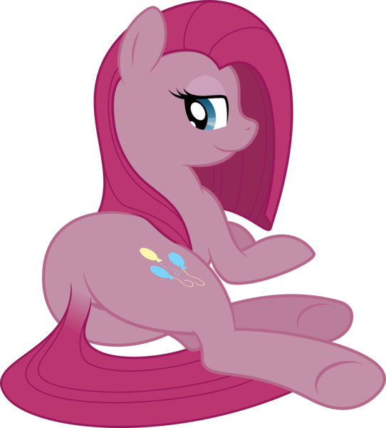 Size: 3753x4157 | Tagged: artist:sunran80, bedroom eyes, derpibooru import, dock, looking back, lying down, pinkamena diane pie, pinkie pie, plot, show accurate, simple background, smiling, solo, suggestive, sultry pose, transparent background, underhoof, vector