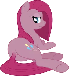Size: 3753x4157 | Tagged: artist:sunran80, bedroom eyes, derpibooru import, dock, looking back, lying down, pinkamena diane pie, pinkie pie, plot, show accurate, simple background, smiling, solo, suggestive, sultry pose, transparent background, underhoof, vector