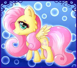 Size: 2500x2200 | Tagged: safe, artist:klarapl, derpibooru import, fluttershy, pegasus, pony, chibi, looking at you, profile, raised hoof, solo, spread wings, wings