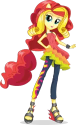 Size: 322x528 | Tagged: safe, derpibooru import, sunset shimmer, equestria girls, ponied up, pony ears, sandals, solo