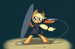 Size: 1275x825 | Tagged: applejack, artist:firebrandkun, derpibooru import, kusarigama, ninja, safe, solo