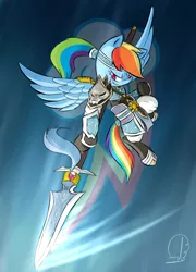 Size: 1080x1500 | Tagged: artist:phuocthiencreation, crossover, derpibooru import, dynasty warriors, rainbow dash, safe, solo, spear, zhao yun