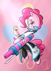 Size: 1080x1500 | Tagged: arm cannon, artist:midnightblitzz, artist:phuocthiencreation, clothes, cosplay, costume, crossover, derpibooru import, dynasty warriors, guo huai, pinkie pie, safe, solo