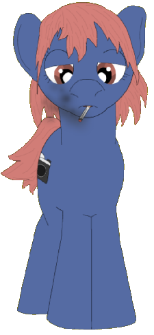 Size: 225x487 | Tagged: artist:lizuka, cigarette, derpibooru import, flcl, ponified, safe, samejima mamimi, simple background, smoking, solo, transparent background