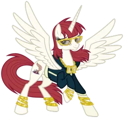 Size: 918x871 | Tagged: safe, alternate version, artist:tygerbug, artist:zutheskunk traces, derpibooru import, oc, oc:fausticorn, unofficial characters only, alicorn, pony, bling, clothes, faustilicious, lauren faust, simple background, solo, swag, transparent background, vector, vector trace