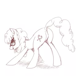 Size: 1113x1120 | Tagged: artist needed, source needed, suggestive, derpibooru import, twist, pony, butt, featureless crotch, female, implied anus, looking at you, looking back, looking back at you, mare, monochrome, older, plot, presenting, solo, solo female