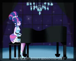 Size: 1849x1475 | Tagged: safe, artist:thebirdfromthemoon, derpibooru import, twilight sparkle, equestria girls, friendship through the ages, humanized, piano, solo, watermark