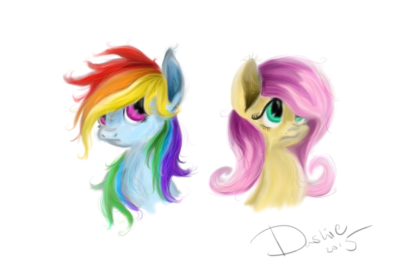 Size: 1418x936 | Tagged: artist:superdashiebros, derpibooru import, duo, fluttershy, portrait, rainbow dash, safe