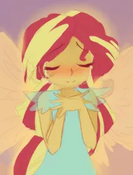 Size: 716x940 | Tagged: safe, artist:loyaldis, derpibooru import, sunset shimmer, equestria girls, my past is not today, sketch, solo, sunset phoenix, wings