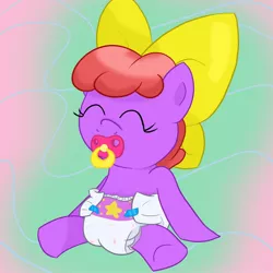 Size: 1280x1280 | Tagged: artist:tapeysides, derpibooru import, diaper, foal, oc, oc:itty bit, pacifier, poofy diaper, safe, unofficial characters only