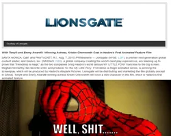 Size: 1366x1089 | Tagged: derpibooru import, epic fail, exploitable meme, facepalm, it makes sense in context, lionsgate, meme, movie, my little pony: the movie, press release, safe, sony, spider-man, text, vulgar