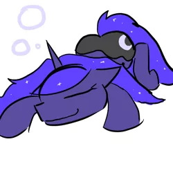 Size: 700x700 | Tagged: artist:artylovr, derpibooru import, drunk, face down ass up, hangover, princess luna, safe, sleeping, solo