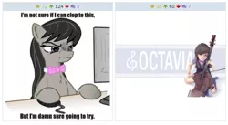 Size: 565x309 | Tagged: suggestive, artist:inkintime, derpibooru import, octavia melody, earth pony, human, pony, derpibooru, cello, clop, clopping, computer, exploitable meme, female, humanized, implied masturbation, juxtaposition, juxtaposition win, mare, meme, meta, musical instrument