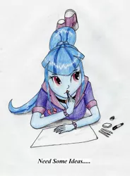 Size: 1972x2685 | Tagged: safe, artist:40kponyguy, artist:sonata dusk, derpibooru import, sonata dusk, equestria girls, drawing, solo, traditional art