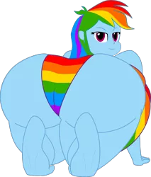 Size: 2234x2624 | Tagged: suggestive, artist:shitigal-artust, derpibooru import, rainbow dash, equestria girls, ass, bbw, clothes, fat, female, impossibly large butt, large butt, looking at you, looking back, panties, rainblob dash, rainbow underwear, rainbutt dash, simple background, solo, solo female, the ass was fat, transparent background, underwear, vector